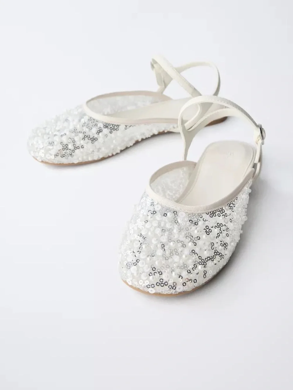 Zara SEQUIN SLINGBACK BALLET FLATS